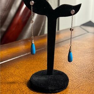 Sterling Silver 925 Blue Drop Earrings